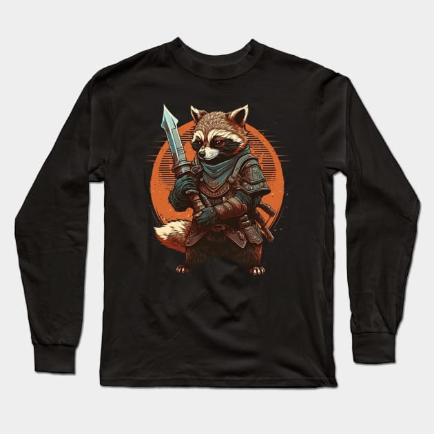 warrior raccoon Long Sleeve T-Shirt by Trontee